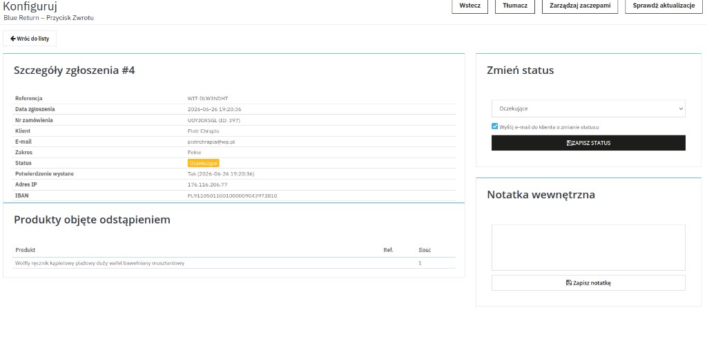 Lista zgłoszeń Blue Return